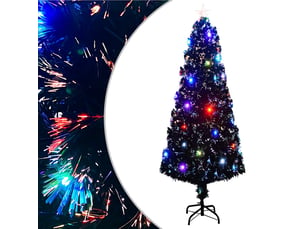 Arbre de noël, décoration de noël pré-éclairé avec support et led 240 cm fibre optique cf61748
