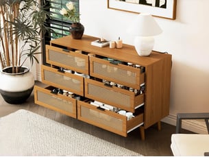 Commode 6 tiroir(s)    <strong>BGSRYAO</strong> <strong></strong> coloris bois clair largeur 120 cm
