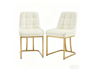 Lot de 2 chaises de salle à manger,45x39x84 cm,velours,beige