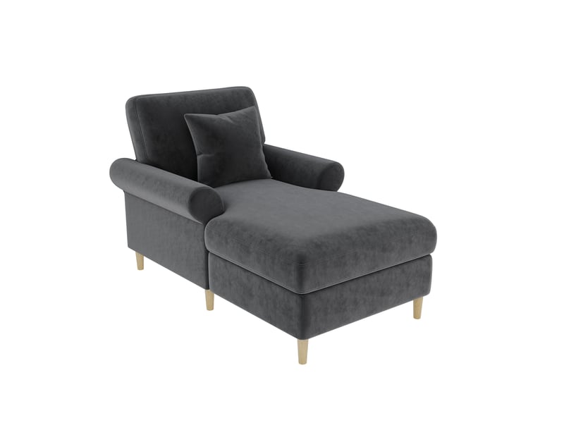  Fauteuil relax 1 place inclinable en velours gris avec coussin  - Conforama A