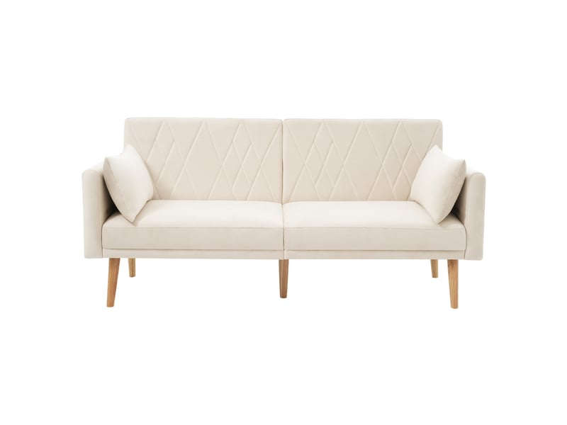 Canapé convertible, 180x75x82 cm, 2 places avec dossier réglable, velours, beige - Conforama A