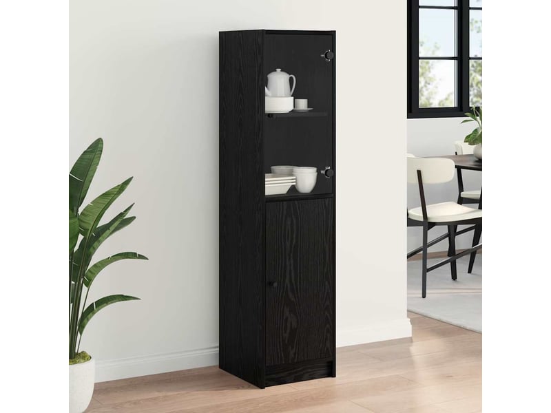  Buffet - haut armoire chêne noir 35 x 37 x 142 cm bois d'ingénierie  - Conforama D