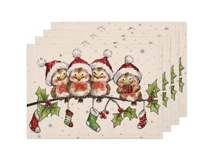 Lot de 4 set de table noel, set table noel lavable, 30 x 45 cm sets de table, antidérapant tapis de table pour la décoration de fête de noël
