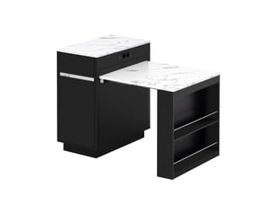 Table repas extensible sur roulettes avec led, prises et rangements noire evryae