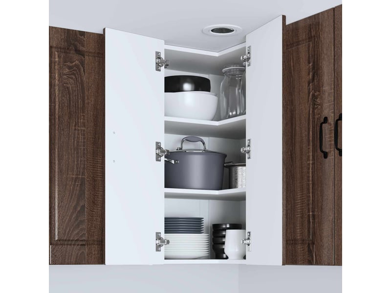  Meuble mural de cuisine, armoire d'angle cuisine porto chêne brun 57x57x80cm  - Conforama D