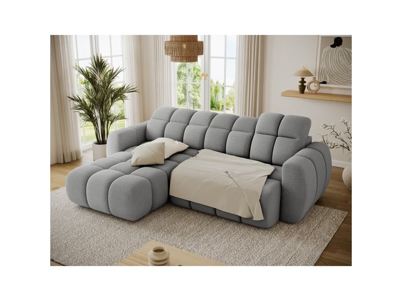  Canapé d'angle électrique fanoti 3 places gris – angle gauche  - Conforama C