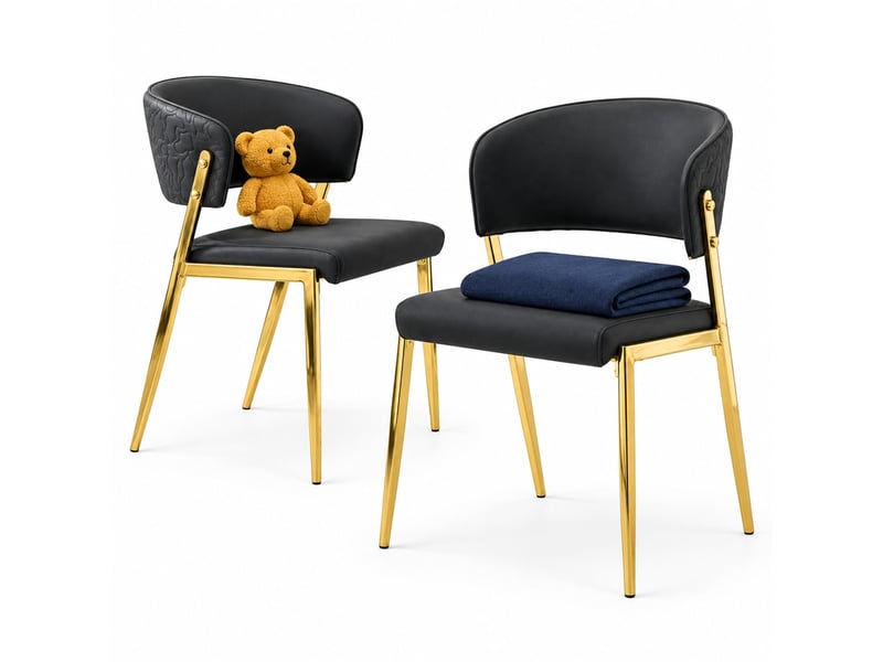  Lot de 2 chaises de salle à manger,51x49x78 cm,avec pieds métalliques,pu,noir  - Conforama A