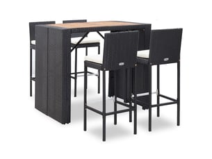 Ensemble de bar 5 pièces résine tressée et bois d'acacia noir 02_0013351