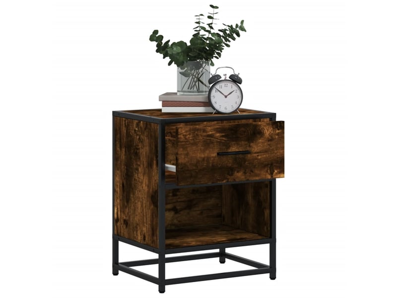 Lot de 2 tables de chevet - cabinet de chevet - table de nuit chêne fumé 40x31x50 cm bois ingénierie  - Conforama C