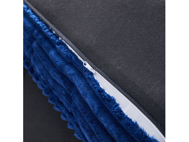 Fauteuil cloud bleu en velours côtelé avec pouf, mousse haute densité, idéal pour les petits espaces - Conforama D