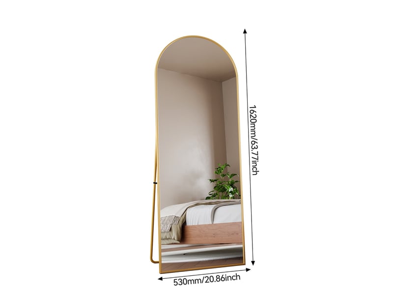 Grand miroir muralpied arche doré 162x53cm - cadre aluminium trempé - design élégant &amp; moderne  - Conforama E