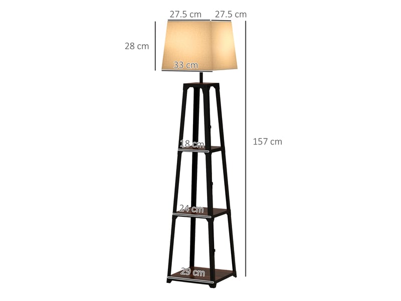  Lampadaire à 3 niveaux en métal et mdf avec abat-jour en tissu, ø42 x 166 cm, noir et beige  - Conforama E