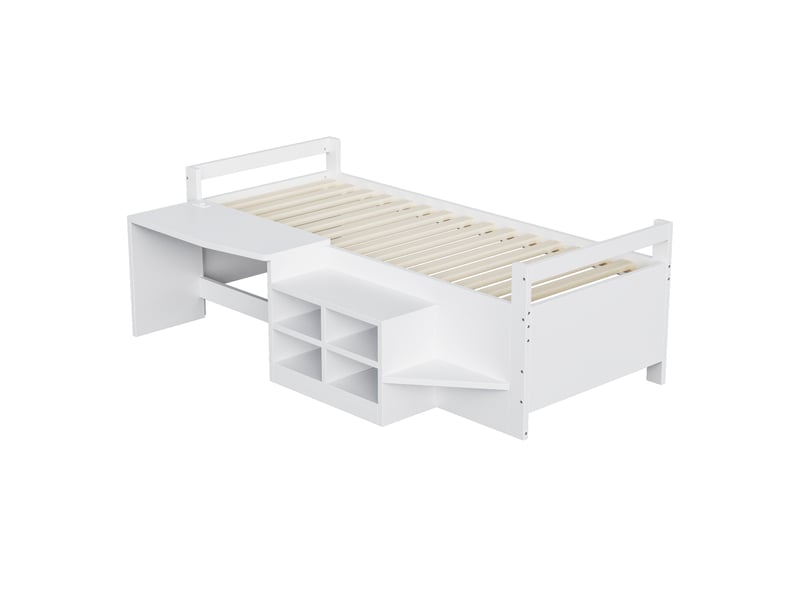  Lit avec rangement 90x200cm coloris blanc bois massif lit enfant blanc - Conforama E