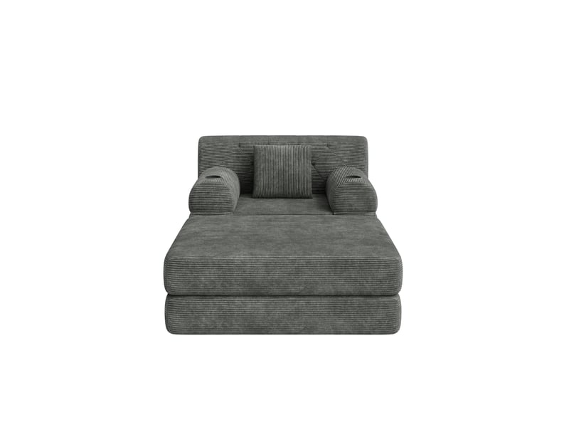 Fauteuil convertible compressé 1 place en velours côtelé gris foncé avec repose-pieds - Conforama E
