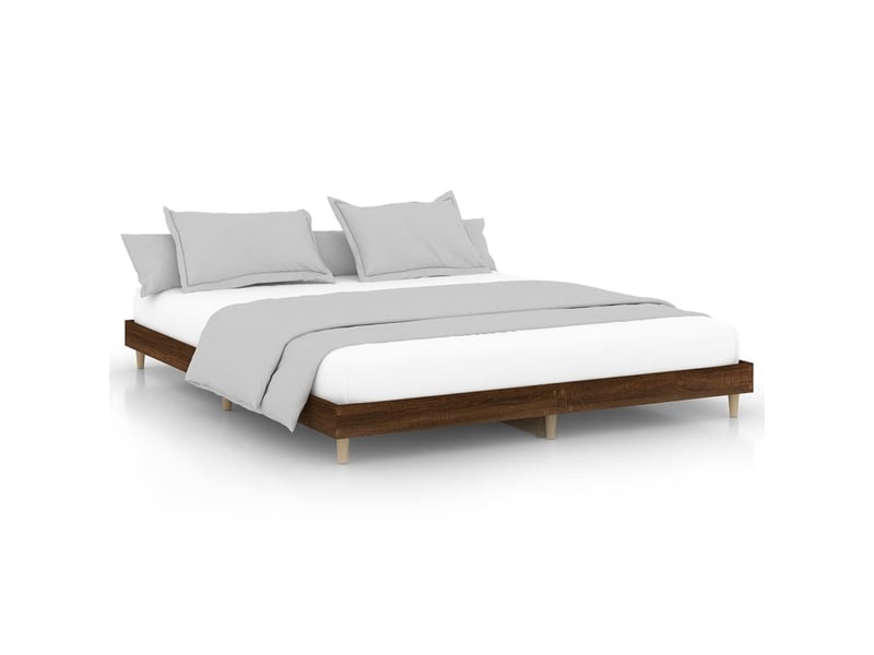  Lit double- lit adulte -  cadre de lit sans matelas chêne marron 200x200 cm  - Conforama A