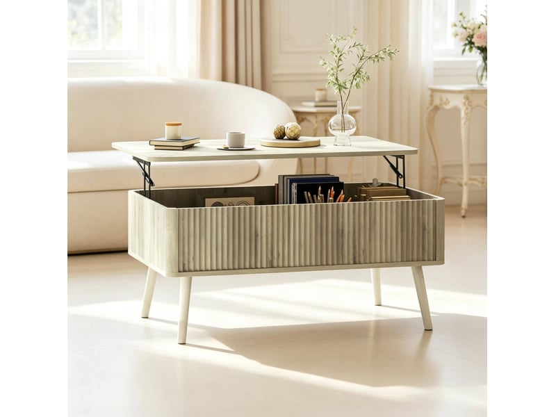  Table basse relevable avec rangement 91 x 56 cm en mdf et bois, chêne  - Conforama B