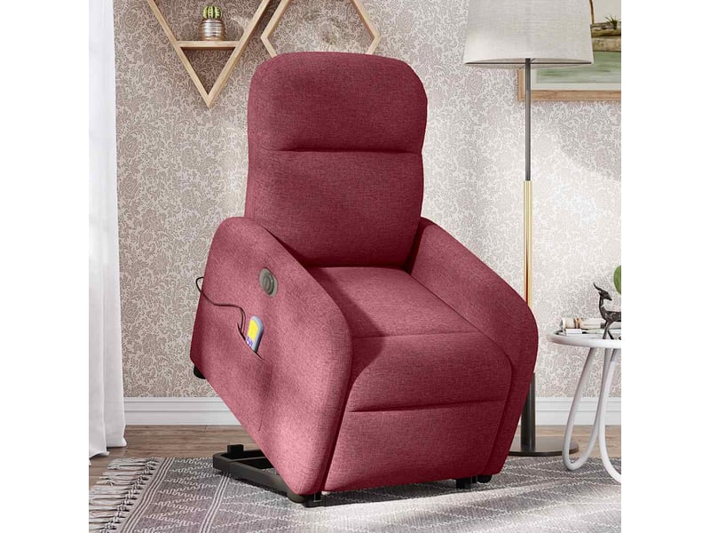  Fauteuil inclinable de massage électrique rouge bordeaux tissu  - Conforama A