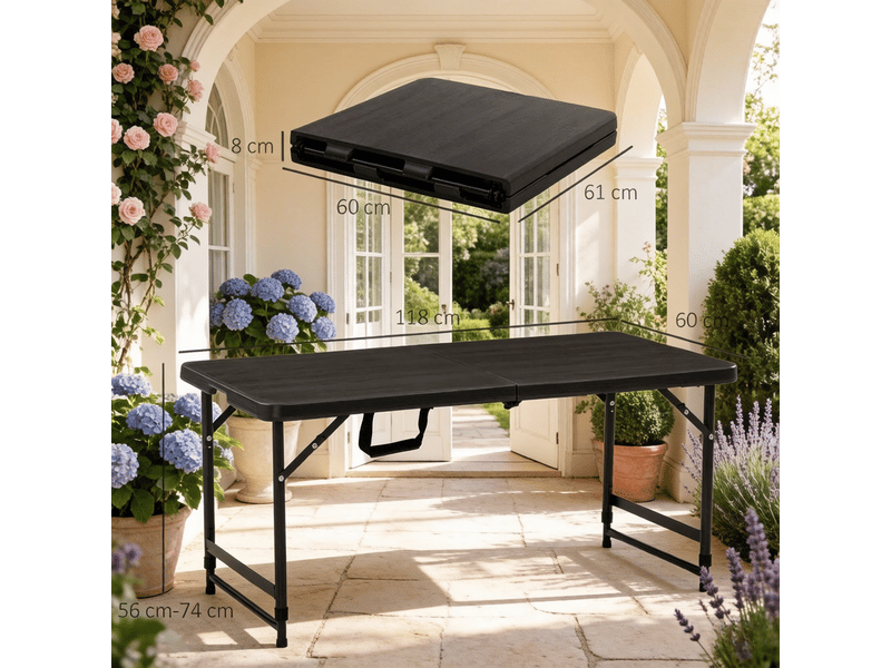Table d’appoint pliante réglable en hauteur, table camping portable extérieure multifonctionnelle - Conforama C