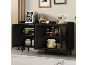 Buffet 4 porte(s)  0 tiroir(s) <strong>MIVRAY </strong> <strong></strong> - 140 cm coloris noir 