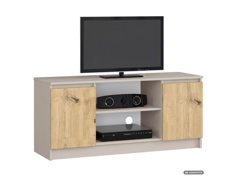  Meuble tv cachemire 120 cm 2 portes couleur chêne artisan mat 2 étagères 120x40x55 cm RTV K120 2D 1P - Conforama A