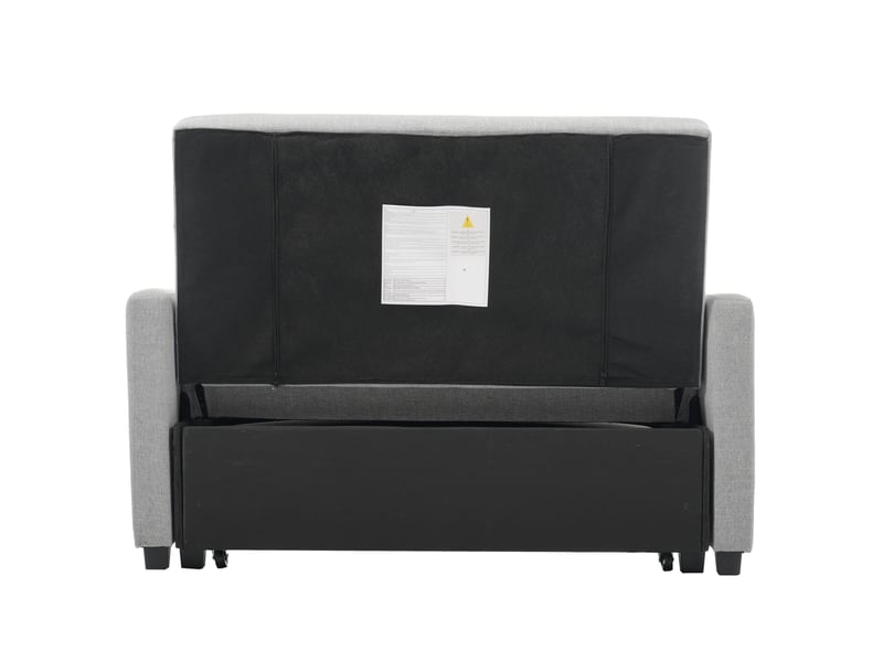 Canapé droit convertible 2 places en tissu gris, dossier réglable 3 positions et 2 coussins, gain de place - Conforama D