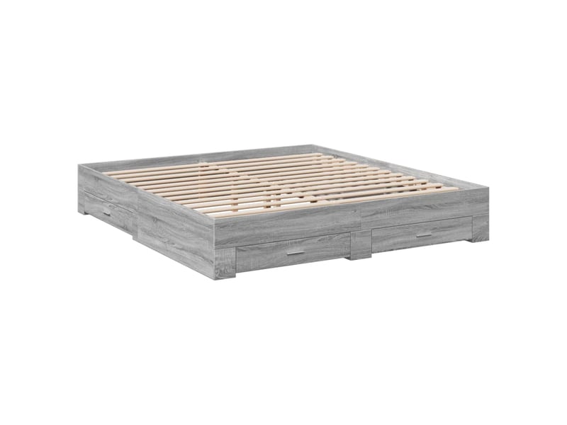  Lit double- lit adulte -  cadre de lit avec tiroirs sans matelas sonoma gris 200x200 cm  - Conforama B