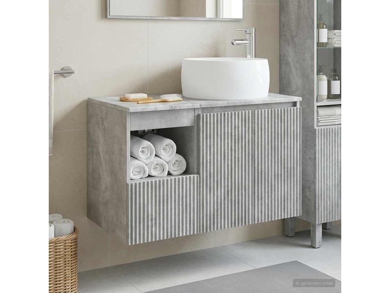 Ensemble de mobilier de salle de bain 2 pc gris béton cf64156 - Conforama B