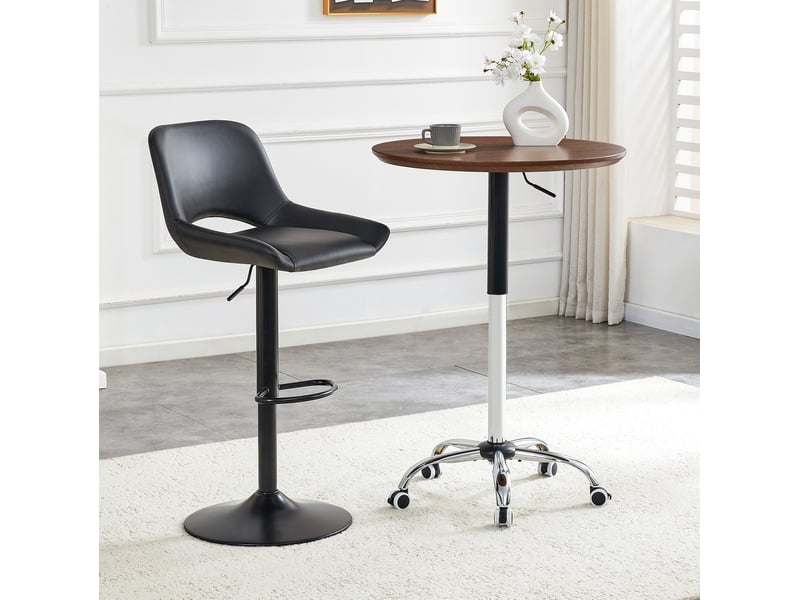  Bout de canapé rond ø 70 cm coloris noyer, réglable en hauteur et à roulettes  - Conforama E