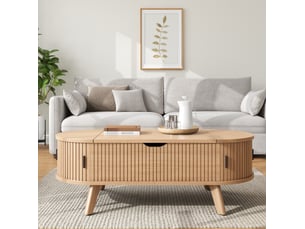 Table basse capsule coloris naturel <strong>MODENUIT </strong> <strong></strong> - 50 cmx110 cm