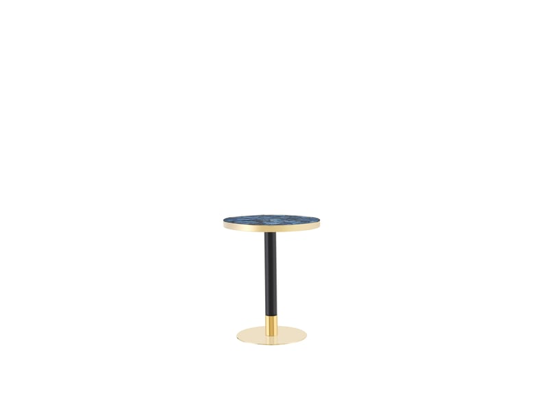  Table d’appoint ronde moderne, plateau effet marbre blanc bord doré, métal, ø60 × h74 cm  - Conforama A