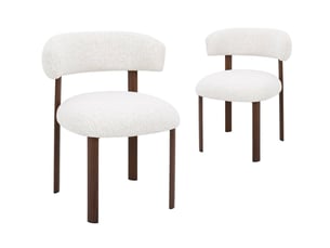 Lot de 2 chaises en velours tissé écru pieds en métal marron louisa