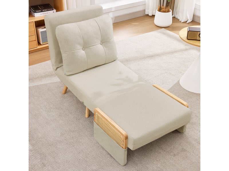  Fauteuil convertible, fauteuil relax, beige, dossier réglable, avec accoudoirs  - Conforama C