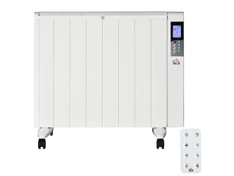  Radiateur soufflant électrique (10002000 w) avec minuterie et niveaux de chauffage pour pièces jusqu'à 15 m², 75 x 31 x 66,5 cm, blanc  - Conforama B