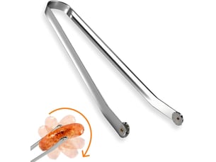 Pince barbecue inox à roulette,manche résistante pour retourner viandes,saucisses,bacon et légumes lors des grillades en extérieur