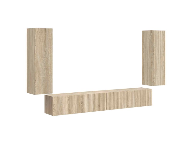  Ensemble de meuble tv - banc tv - meuble de rangement mural 4 pcs chêne sonoma bois d'ingénierie  - Conforama A