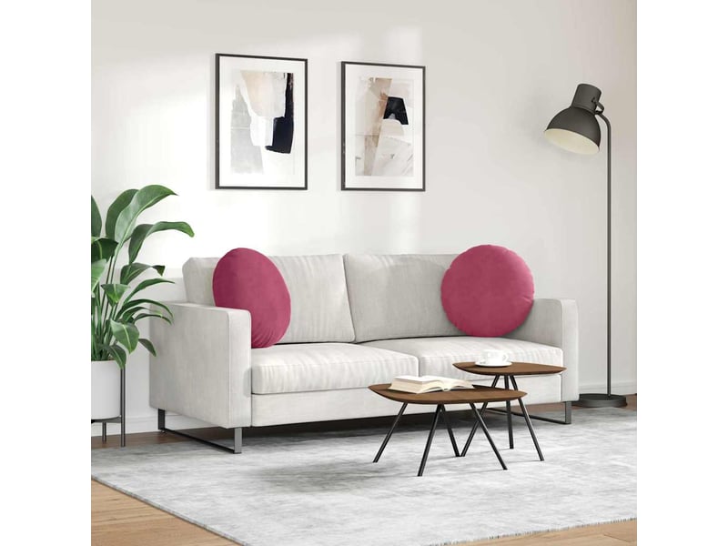  Lot de 2 coussins de siège, coussins décoratifs velours bordeaux ø50 x 19 cm cf59887  - Conforama D