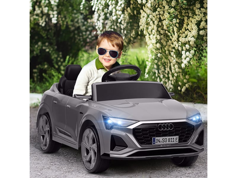 Audi q8 e-tron sportback voiture électrique pour enfants avec batterie 12v, télécommande, phares, klaxon et musique, grise  - Conforama D