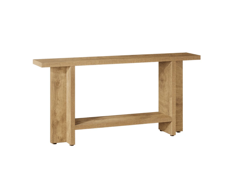  Table console 150x30x80 cm double niveau mdf marron  - Conforama A