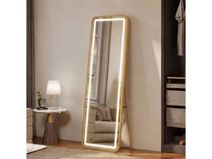 Miroir led pleine longueur 150x40 cm,miroir mural, éclairage 3 couleurs ,verre trempé, cadre aluminium doré