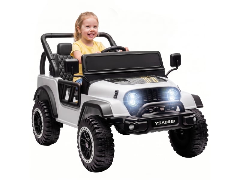  Voiture électrique enfants 12v télécommande 2,4g phares blanc  - Conforama A