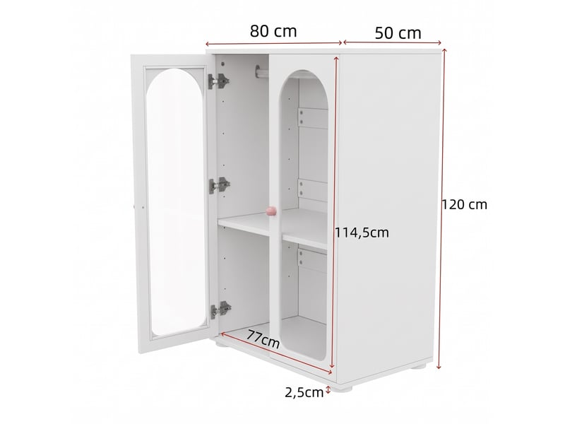  Armoire enfant 2 portes avec penderie 80x50x120 cm mdf blanc et acrylique  - Conforama C