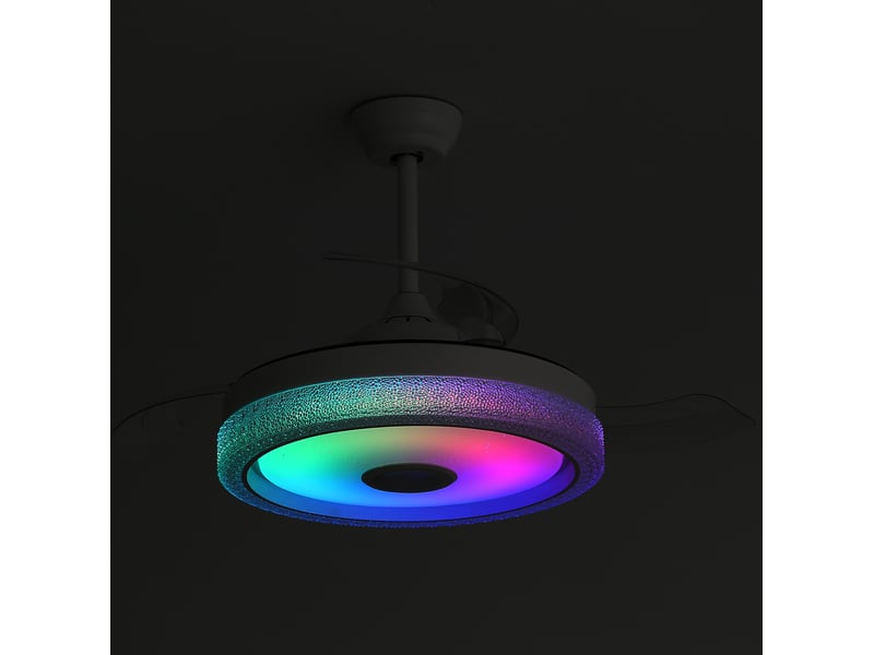  Ventilateur de plafond 42 pouces 106,6 cm – blanc – led 32 w rgb, moteur dc réversible, télécommande  - Conforama B
