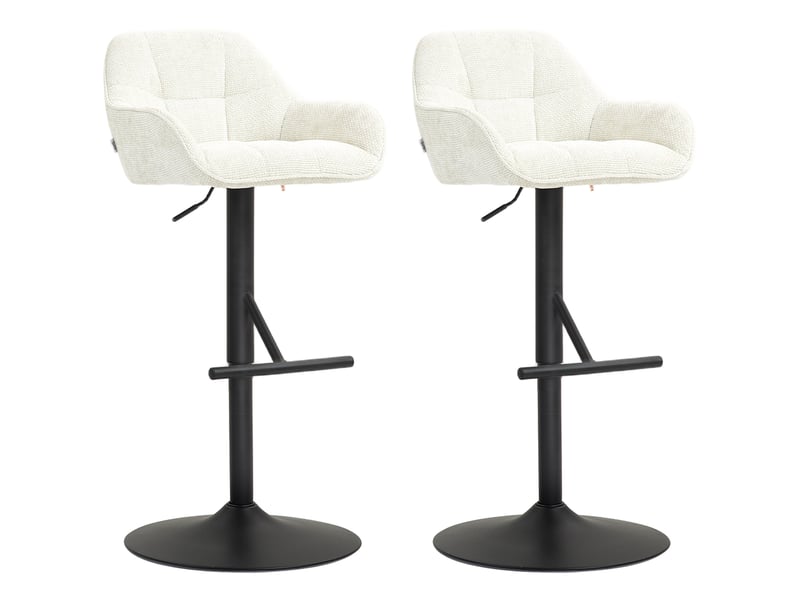  Lot de 2 tabourets de bar chaises de bar hauteur réglable tissu effet lin et base en acier 52,5 x 53 x 86,5-108 cm crème  - Conforama B