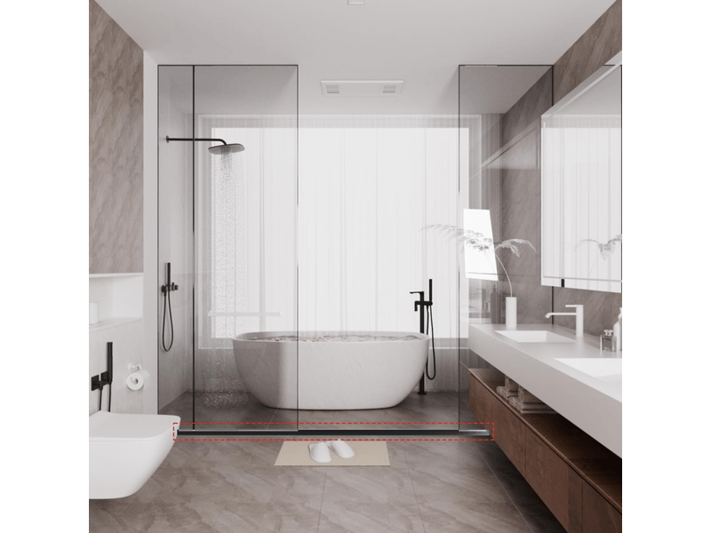  Bande de seuil de douche noire de 200 cm, bande auto-adhésive pliable anti-éclaboussures, adaptée aux salles de douche à l'italienne.  - Conforama B