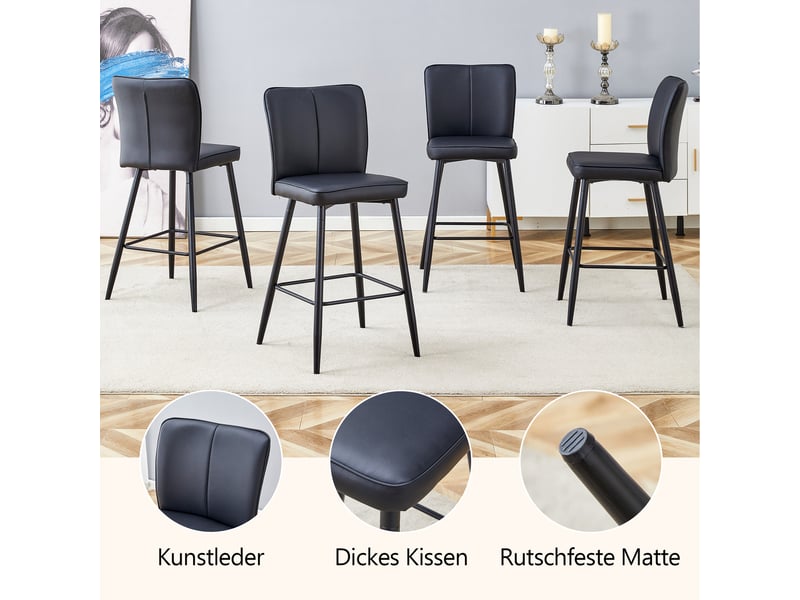  Lot de 2 tabourets de bar en similicuir pu noir W3658P375182 - Conforama D