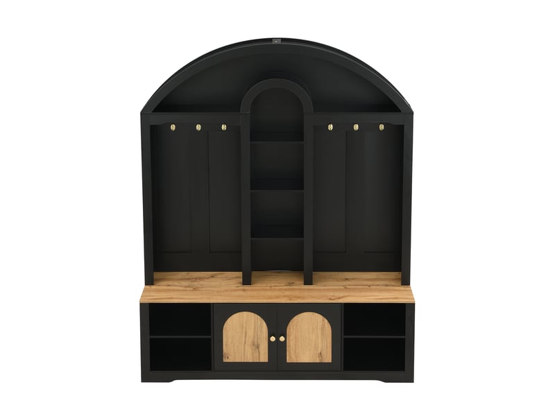  Portemanteau avec banc et rangement 150 x 195 cm en mdf noir  - Conforama W