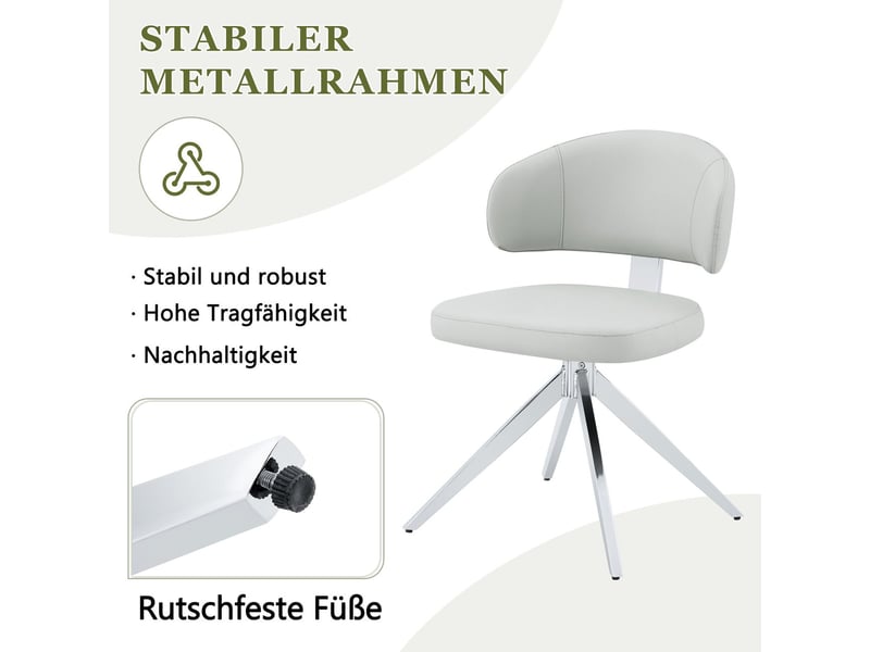  Chaise design moderne piètement en métal rembourrage confortable pivotante à 360°  - Conforama D