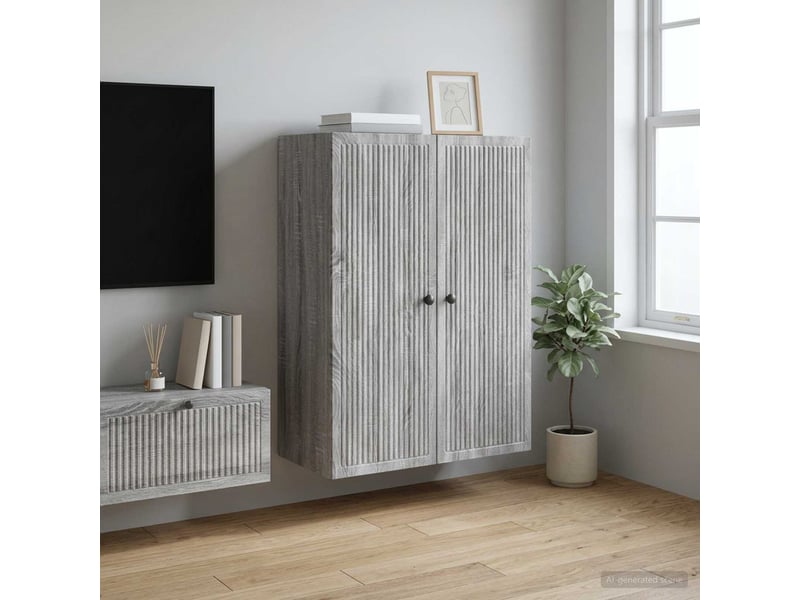  Armoire murale salon sonoma gris 66x34,5x90cm bois d'ingénierie shl2563  - Conforama B