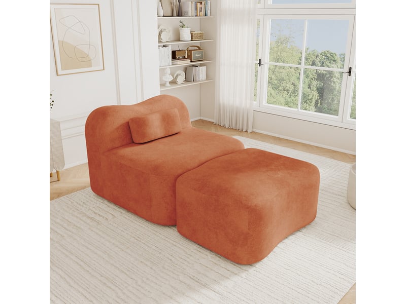  Canapé modulaire sans structure 96x167x70 cm avec ottomane orange  - Conforama B