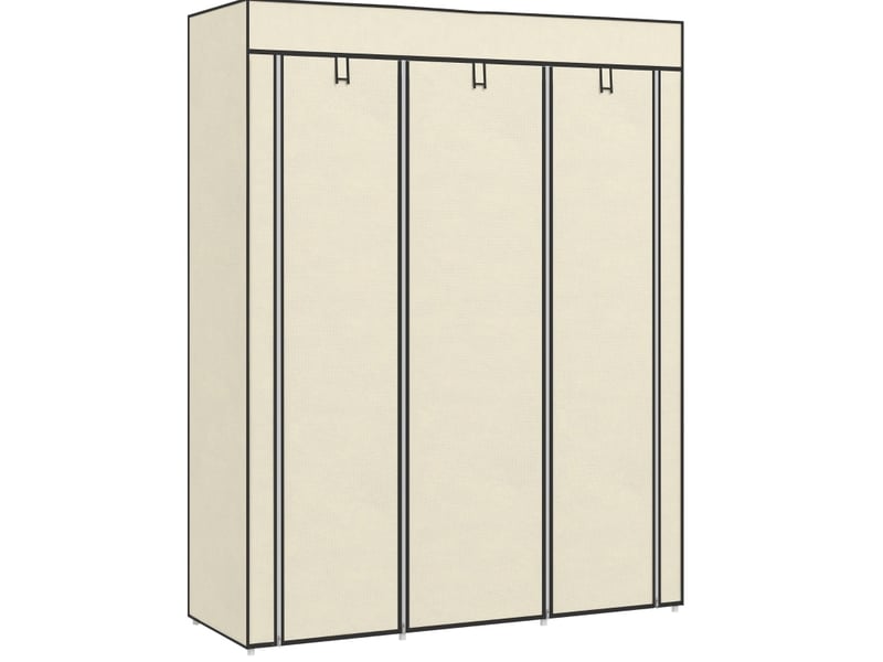 Armoire dressing pliable 125 x 43 x 162,5 cm – beige – 2 tringles et 8 étagères de rangement compact  - Conforama A
